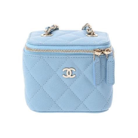 chanel ap1340|CHANEL Small Vanity Chain Shoulder Blue Champagne AP1340 .